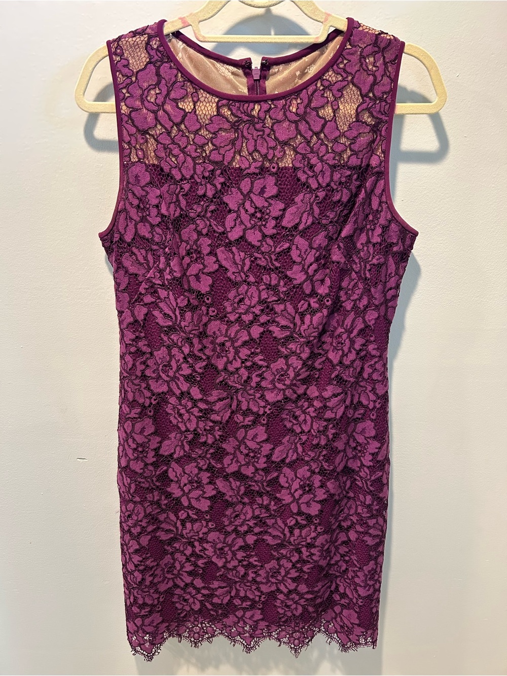 Ralph Lauren Magenta Lace Midi Sheath Dress
